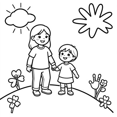 Kolorowanka — Mama/Tata i dziecko