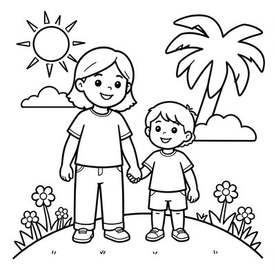 Kolorowanka — Mama/Tata i dziecko