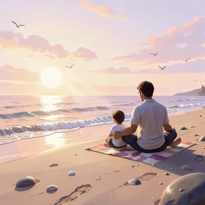Ilustracja relaksacyjna — Spacer po plaży