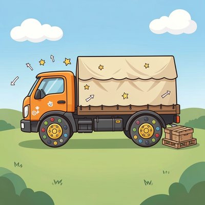 Ilustracja: Samochód transportowy (obrazek wprowadzający)