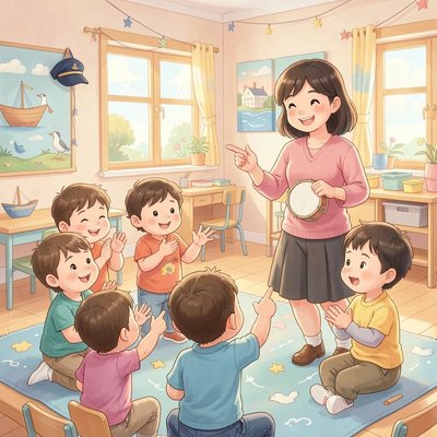 Ilustracja aktywności muzycznej — piosenka z ruchami