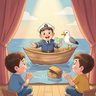 Scenka mini-teatrzyku — marynarz szuka skarbu