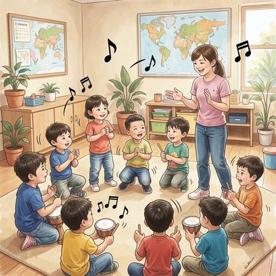 Ilustracja momentu muzycznego: rytm i klaskanie