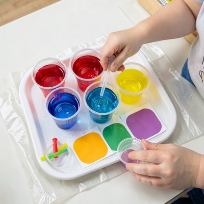 Mieszanie kolorów i nalewanie — ćwiczenia z pipetami