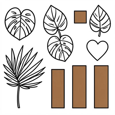 Szablony liści i pni drzew (pre-cut shapes)