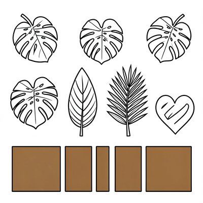 Szablony liści i pni drzew (pre-cut shapes)