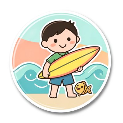 Projekt naklejki 'Mały surfer'