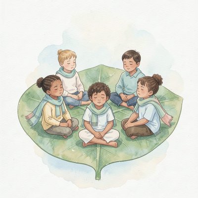 Ilustracja wyciszająca: Motyl odpoczywa na liściu