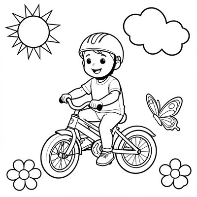 Kolorowanka: Dziecko na rowerku