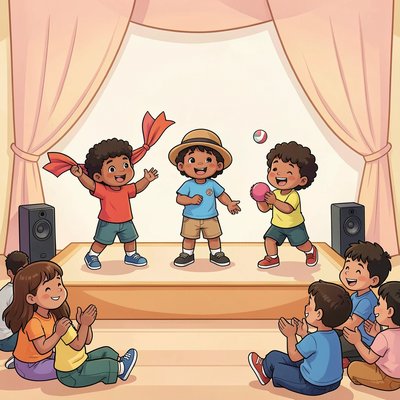 Ilustracja grupowego pokazu - Małe przedstawienie