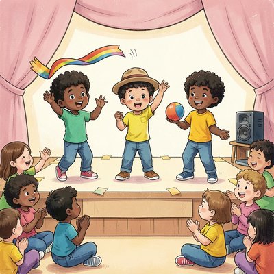Ilustracja grupowego pokazu - Małe przedstawienie