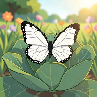 Duża ilustracja motyla kapustnika (plakat)