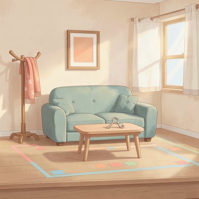 Scenografia — przytulny salon jako tło scenki