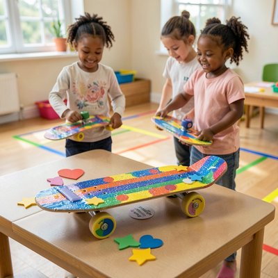 Zdjęcie przykładowej wykonanej deskorolki i mini toru