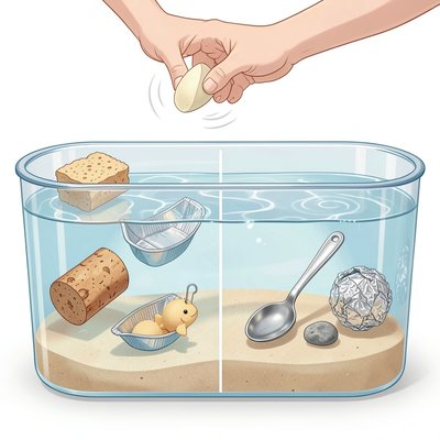 Ilustracja demonstracyjna: co pływa, co tonie (przekrój)</title>