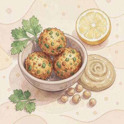 Ilustracja: Falafel i cieciorka
