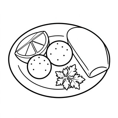 Kolorowanka: falafel na talerzu