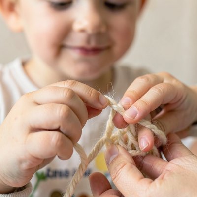 Finger knitting – ćwiczenia palców (zbliżenie)