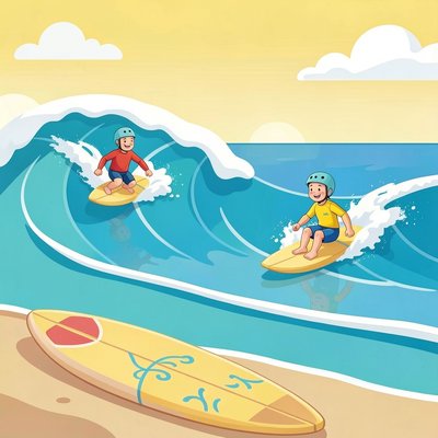Surferzy na fali