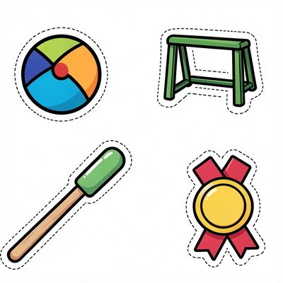 Małe rekwizyty sportowe - ilustracje do wycięcia