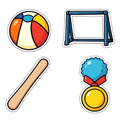 Małe rekwizyty sportowe - ilustracje do wycięcia