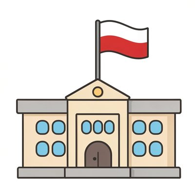 Duża prosta ilustracja budynku Sejmu — do pokazania dzieciom
