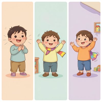 Ilustracja do piosenki ruchowej — gesty i akcje