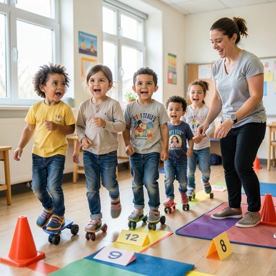Dzieci chodzą na szczudłach — akcja na trasie
