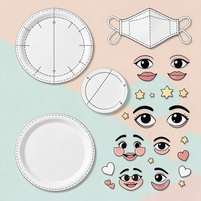 Szablony masek Emoji na papierowe talerzyki