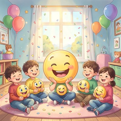 Plakat powitalny na Dzień Emoji (ilustracja słowna)