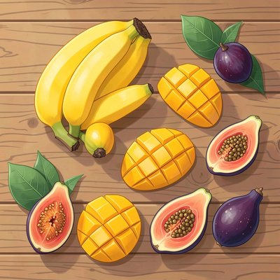 Ilustracja owoców tropikalnych