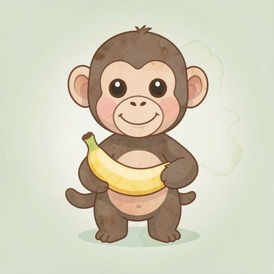Ilustracja przyjaznego szympansa (dla dzieci)