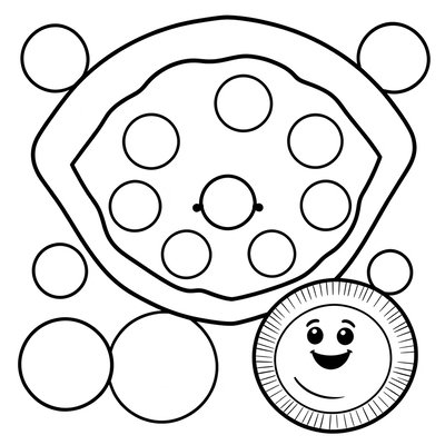 Kolorowanka: Kółeczka i pizza
