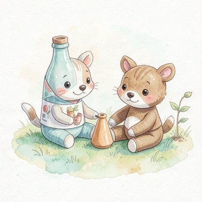 Ilustracja opowieści — dwa przyjazne zwierzątka