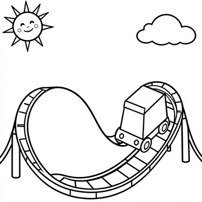 Kolorowanka: prosty tor roller coaster
