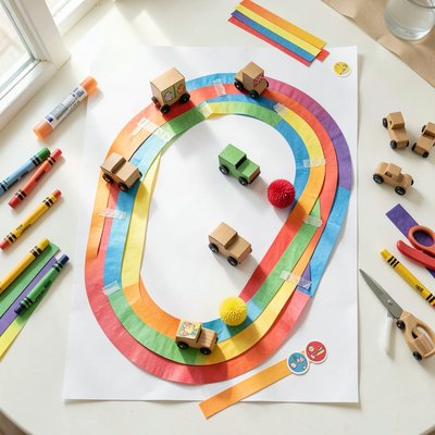 Przykładowy tor kolaż — wzór na kartkę A2