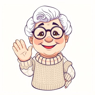 Ilustracja Babci — miękka pacynka