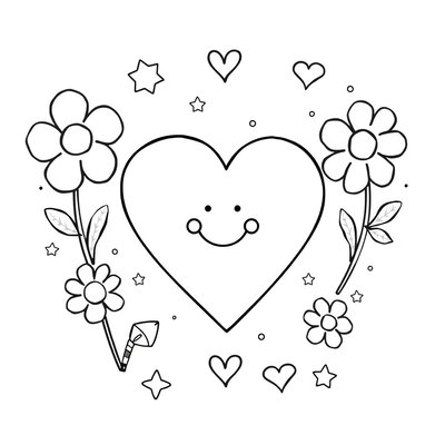 Kolorowanka — serduszko z prostymi motywami