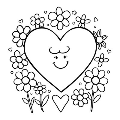 Kolorowanka — serduszko z prostymi motywami