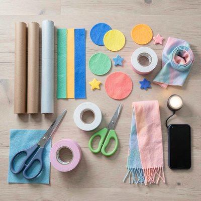 Materiały na stole — flat lay pomocy