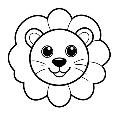 Kolorowanka — twarz lwa (proste linie)
