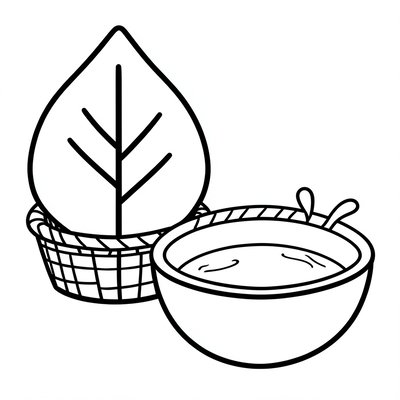 Kolorowanka – Liść i koszyk