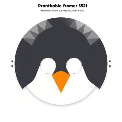 Szablon maski pingwina (papierowy talerzyk)