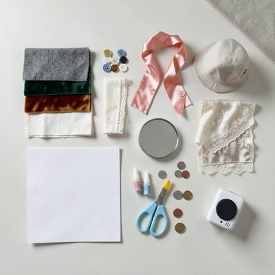 Flatlay materiałów do zajęć