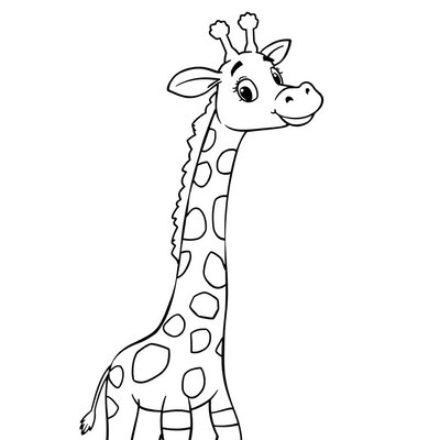 Kolorowanka: żyrafa z dużą szyją i plamami