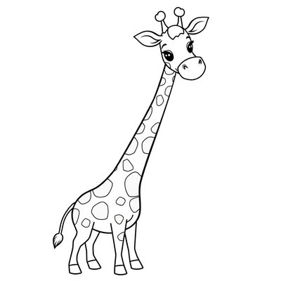Kolorowanka: żyrafa z dużą szyją i plamami