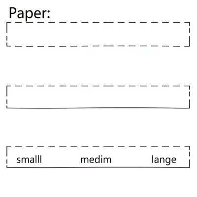 Szablony papierowych pasków różnej długości (szyje)