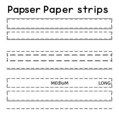 Szablony papierowych pasków różnej długości (szyje)