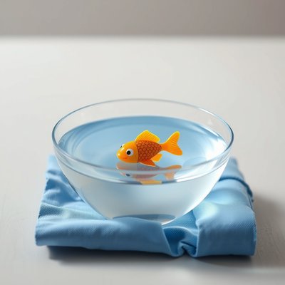 Zdjęcie rekwizytu: Małe akwarium z zabawkową rybką