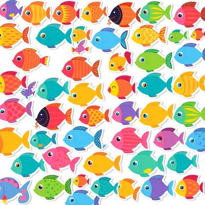 Arkusz naklejek: Małe kolorowe rybki